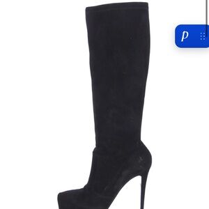 Classic Black Suede Knee-High Stiletto Boot